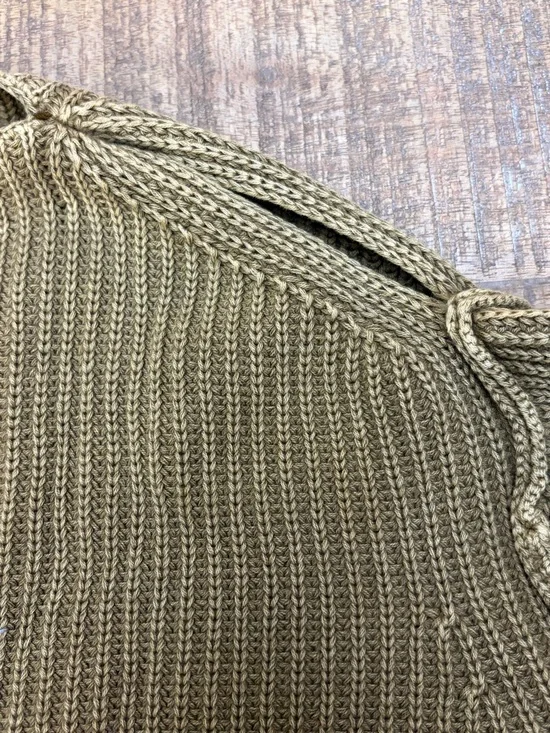 Free People Olive-Toned Ribbed Knit Sweater with Keyhole Shoulder - Picture 4 of 9